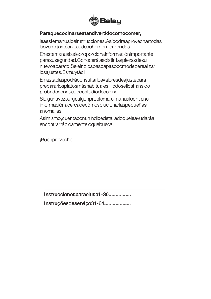 Page 1 de la notice Manuel utilisateur Balay 3WGX1953