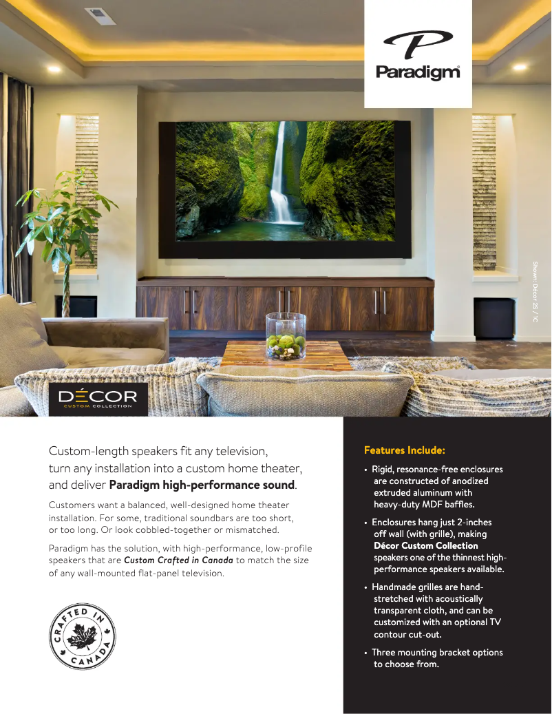 Page 1 de la notice Fiche technique Paradigm Décor 2S