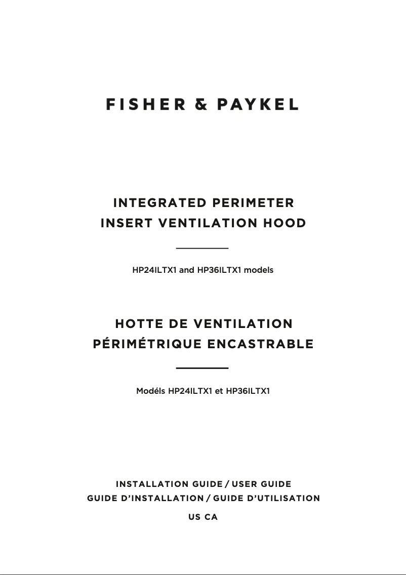 Page 1 of the manual Installation Guide Fisher & Paykel HP36ILTX1