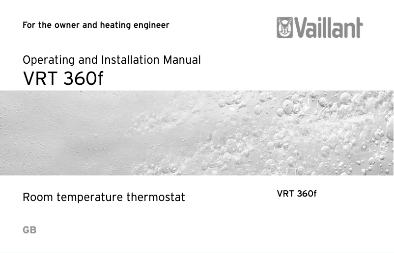 Page n°1 - Manuel utilisateur Vaillant VRT 360F