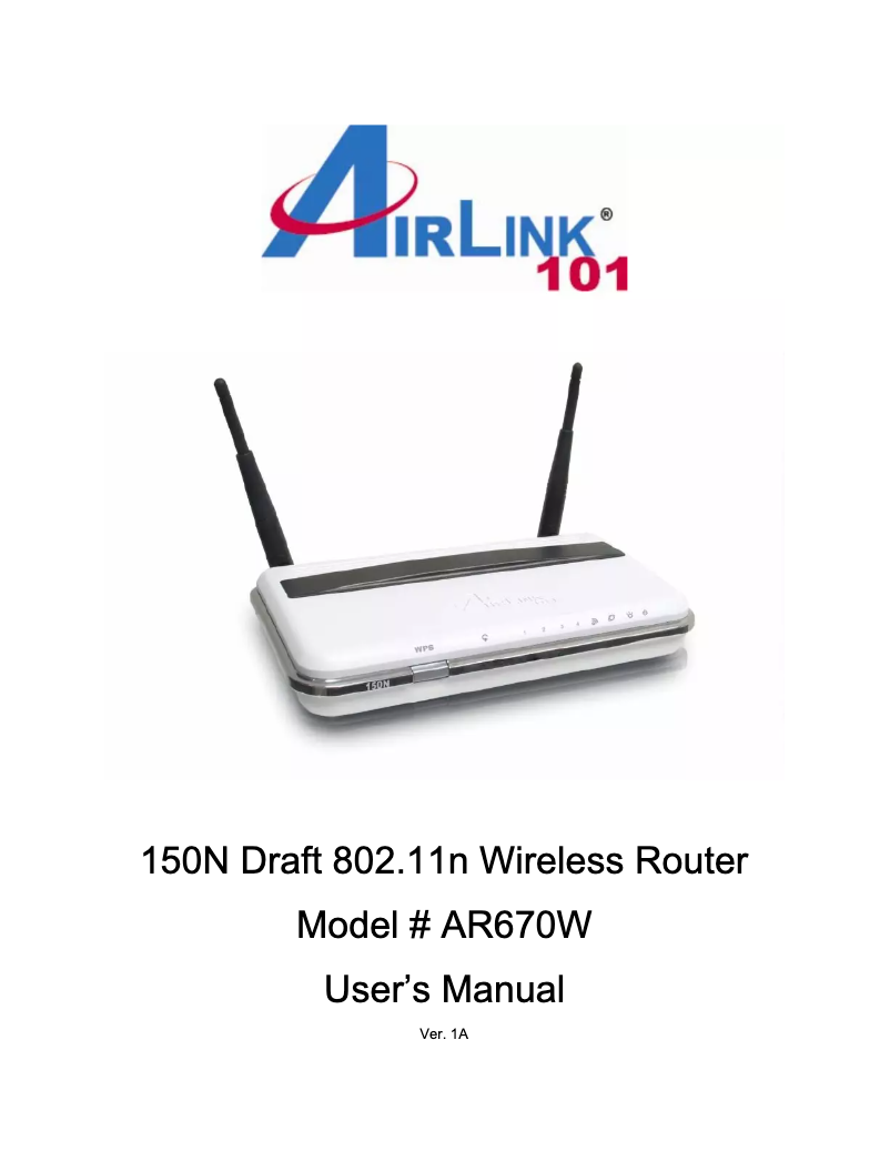 Page n°1 - Manuel utilisateur AirLink101 AR670W