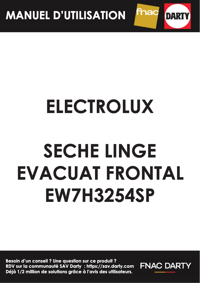 Page n°1 - Manuel utilisateur Electrolux EW7H3254SP