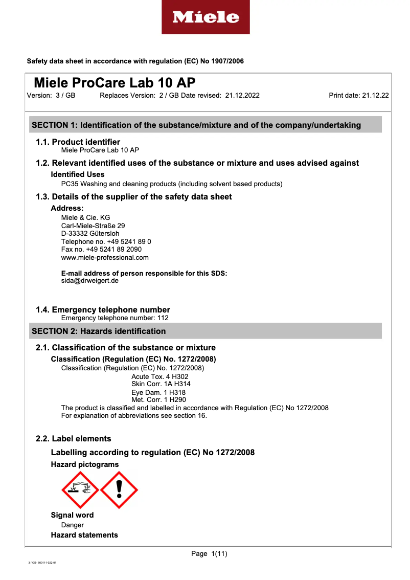Page n°1 - Fiche technique Miele G 5690 SCVi SL