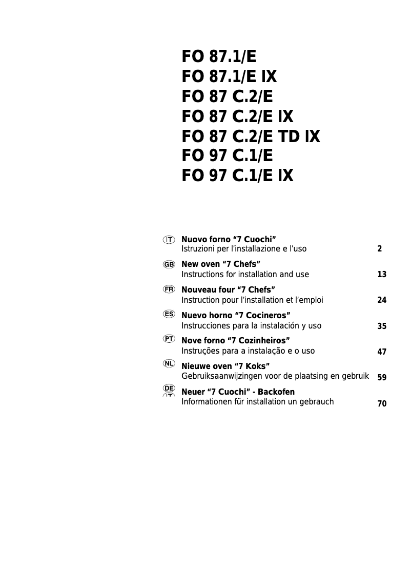 Page n°1 - Manuel utilisateur Ariston Thermo FO 87 C.2 E
