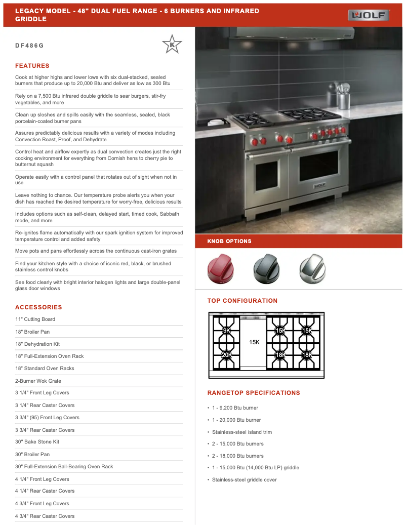 Page 1 de la notice Manuel utilisateur Wolf DF486G