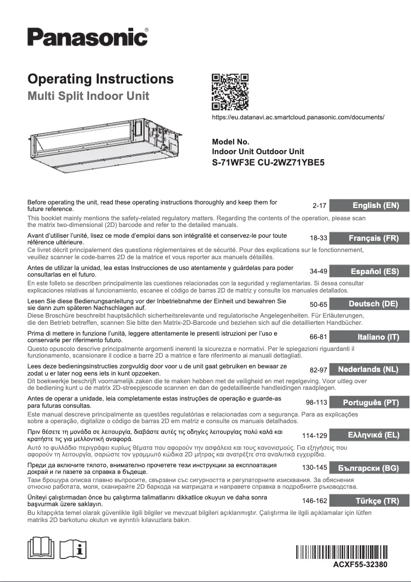Page 1 de la notice Manuel utilisateur Panasonic S-71WF3E
