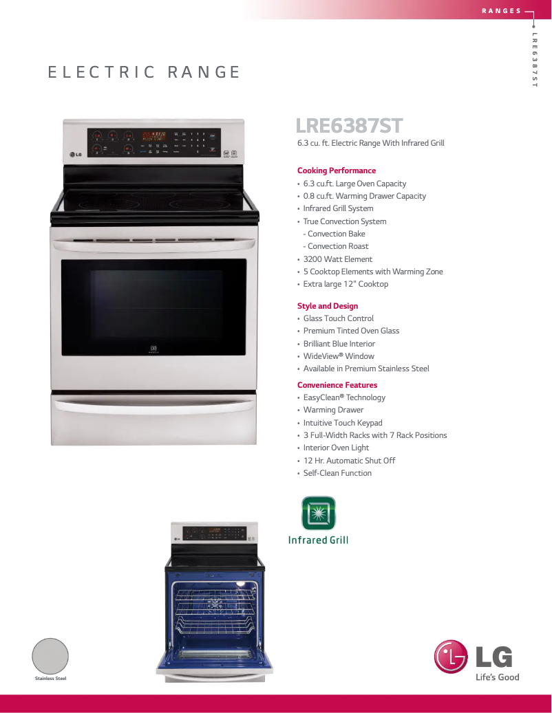 Página 1 del manual Ficha técnica LG LRE6387ST