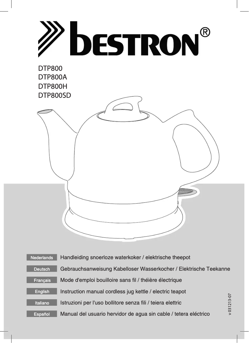 Page 1 de la notice Manuel utilisateur Bestron DTP800H