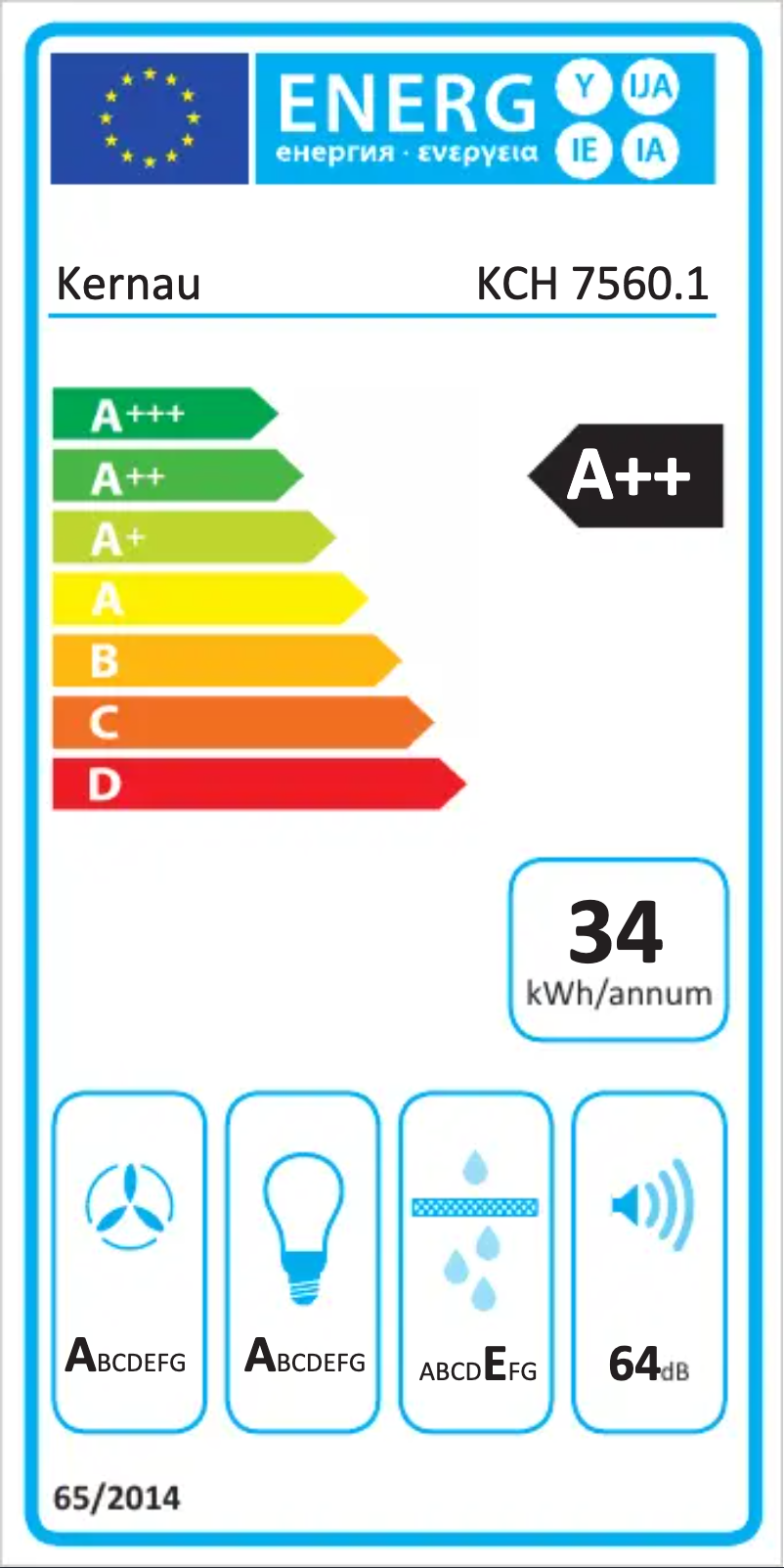 Page 1 de la notice Label énergétique Kernau KCH 7560.1 B