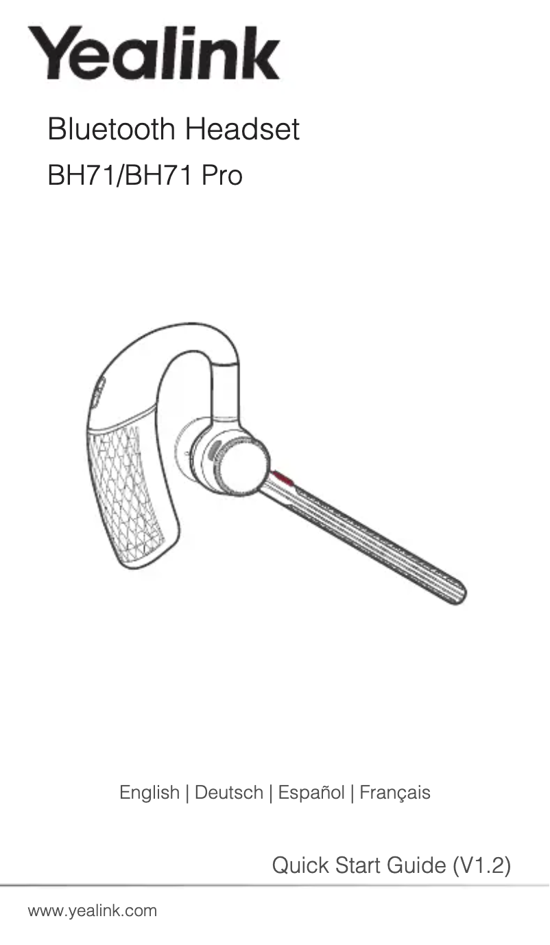 Page 1 de la notice Guide de démarrage rapide Yealink BH71