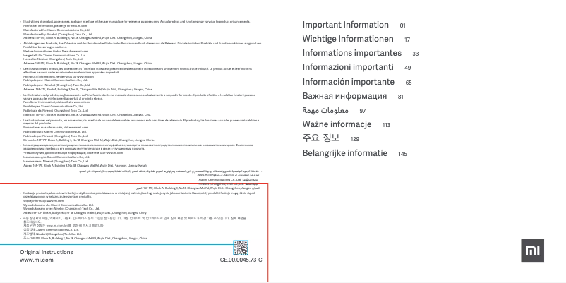 Page 1 de la notice Manuel utilisateur Xiaomi Mi Electric Scooter 1S