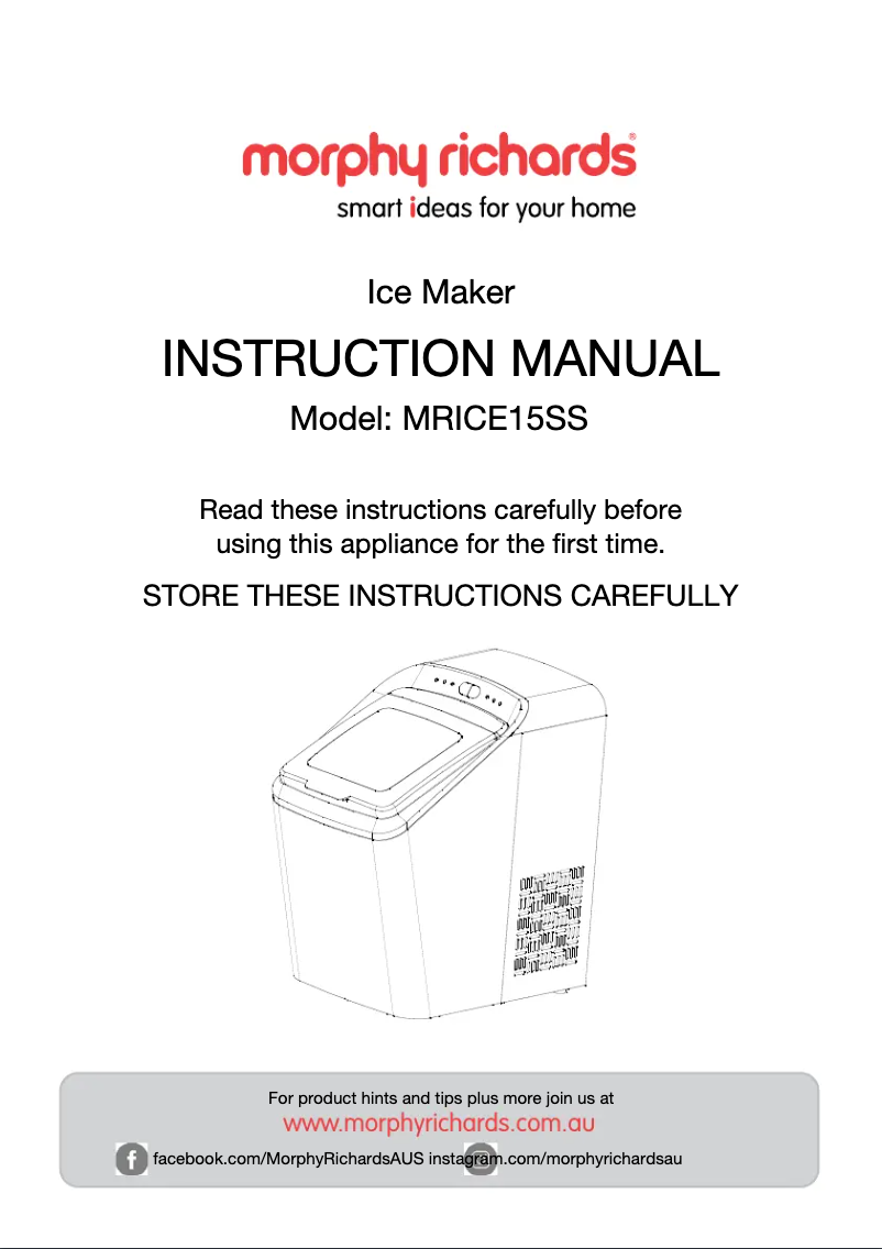 Page 1 de la notice Manuel utilisateur Morphy Richards MRICE15SS