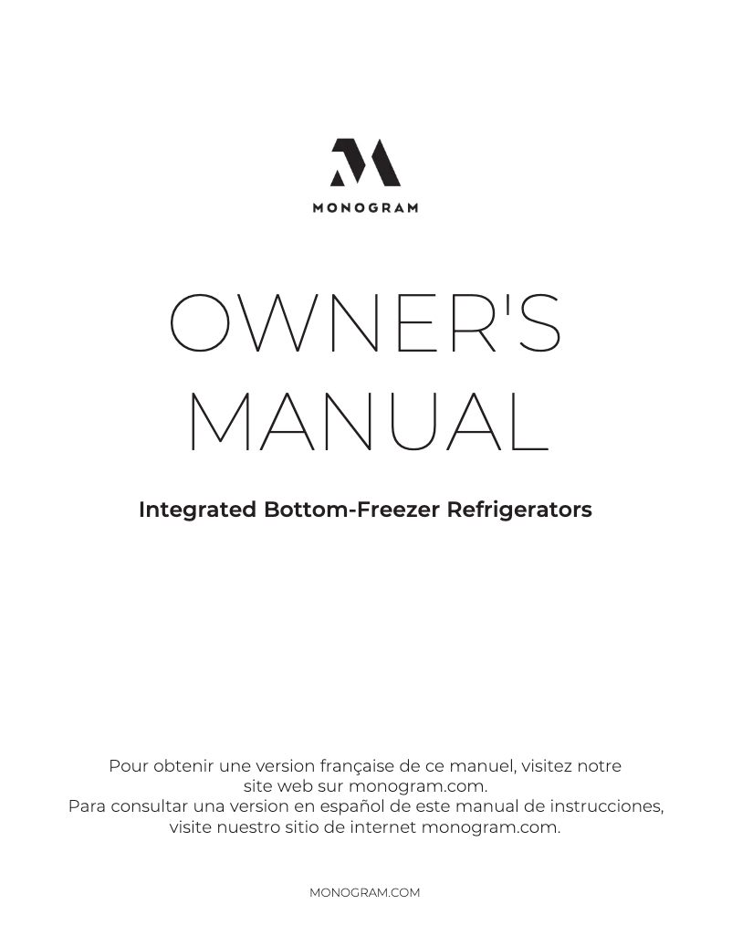 Page n°1 - Manuel utilisateur Monogram ZIC363NBVRH