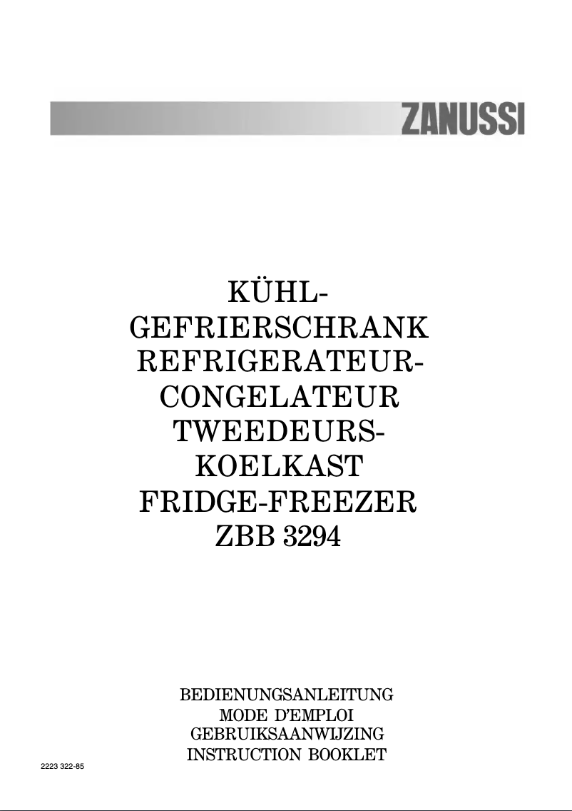 Image de la première page du manuel de l'appareil ZBB3294