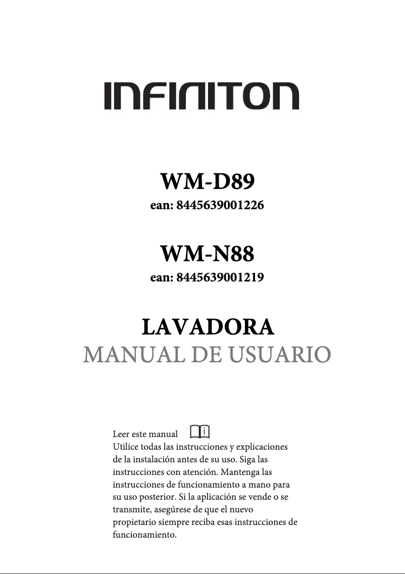 Page n°1 - Manuel utilisateur Infiniton WM-N88