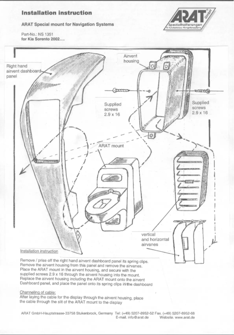 Page 1 de la notice Manuel utilisateur Arat NS1351