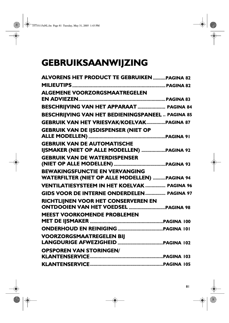 Página 1 del manual Manual de usuario Whirlpool S 20 DRBB 33