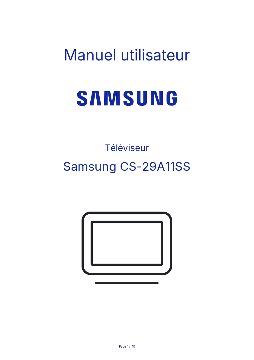 Page n°1 - Manuel utilisateur Samsung CS-29A11SS