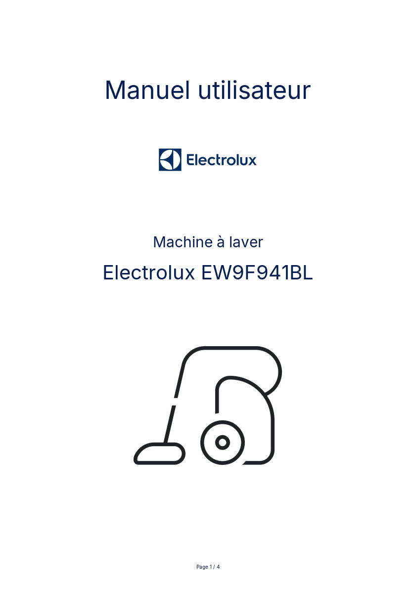 Page n°1 - Manuel utilisateur Electrolux EW9F941BL