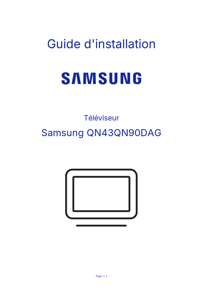 Page n°1 - Guide d'installation Samsung QN43QN90DAG
