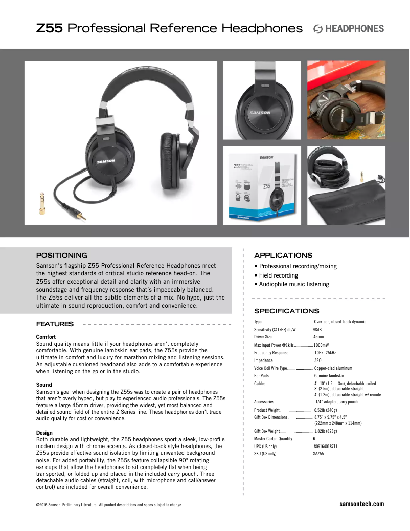 Image de la première page du manuel de l'appareil Z55
