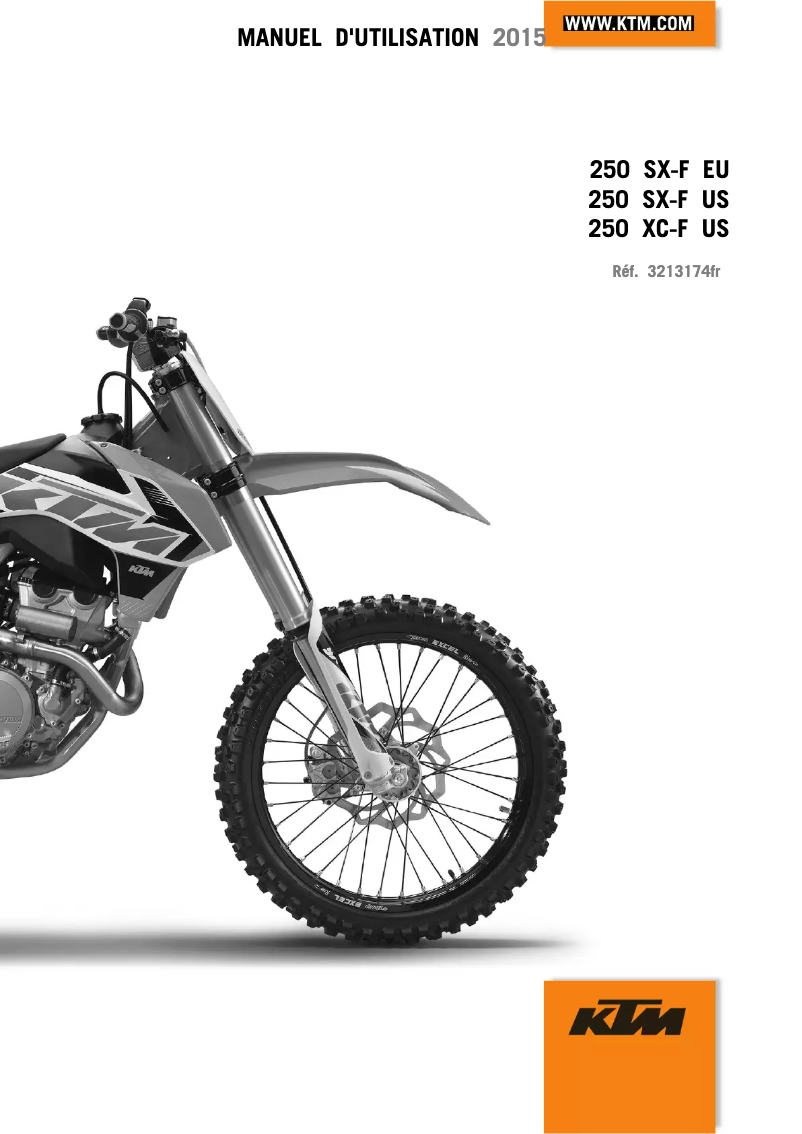 Image de la première page du manuel de l'appareil 250 SX-F (2015)