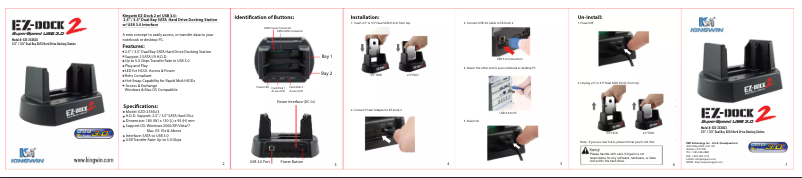Page n°1 - Manuel utilisateur Kingwin EZD-2536U3