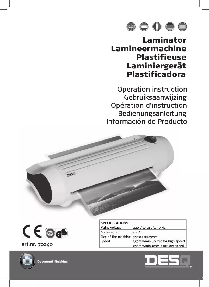 Image de la première page du manuel de l'appareil 70240