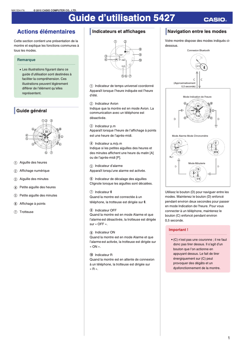 Page n°1 - Manuel utilisateur Casio Edifice ECB-500D-1AER