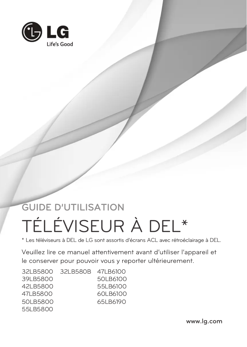 Page 1 de la notice Manuel utilisateur LG 65LB6190