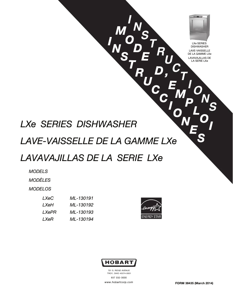 Page 1 de la notice Manuel utilisateur Hobart LXEC-3