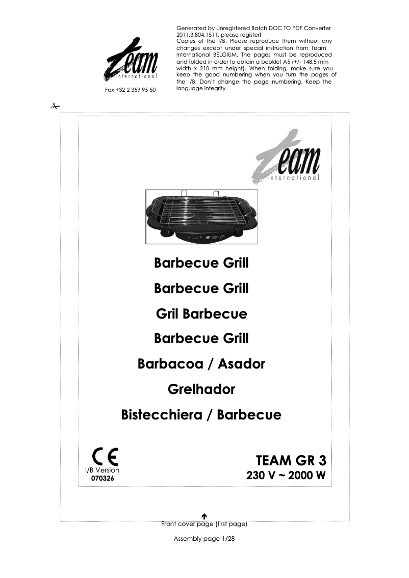 Image de la première page du manuel de l'appareil GR 3