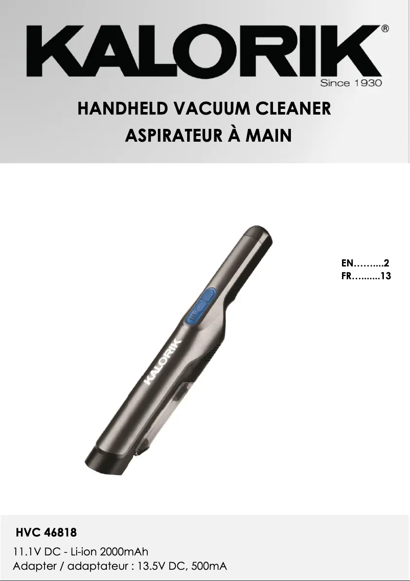 Image de la première page du manuel de l'appareil HVC 46818