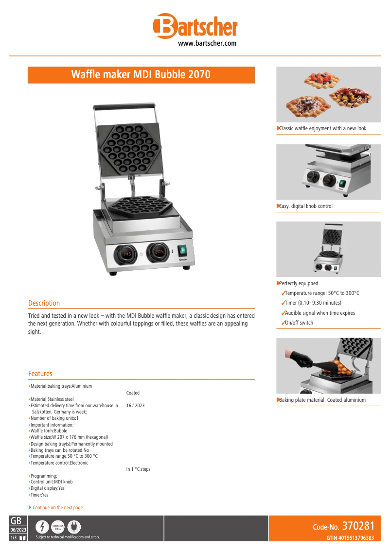 Image de la première page du manuel de l'appareil MDI Bubble 2070