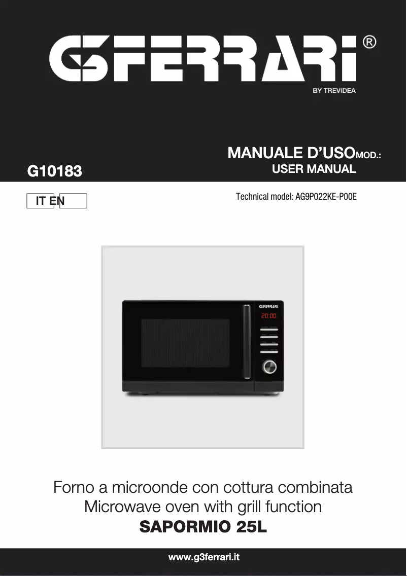Page n°1 - Manuel utilisateur G3 Ferrari Sapormio 25L G10183
