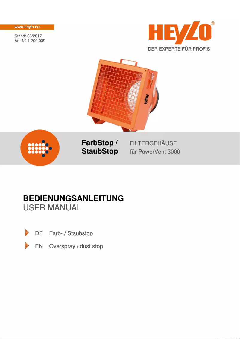 Página 1 del manual Manual de usuario Heylo FarbStop 3000