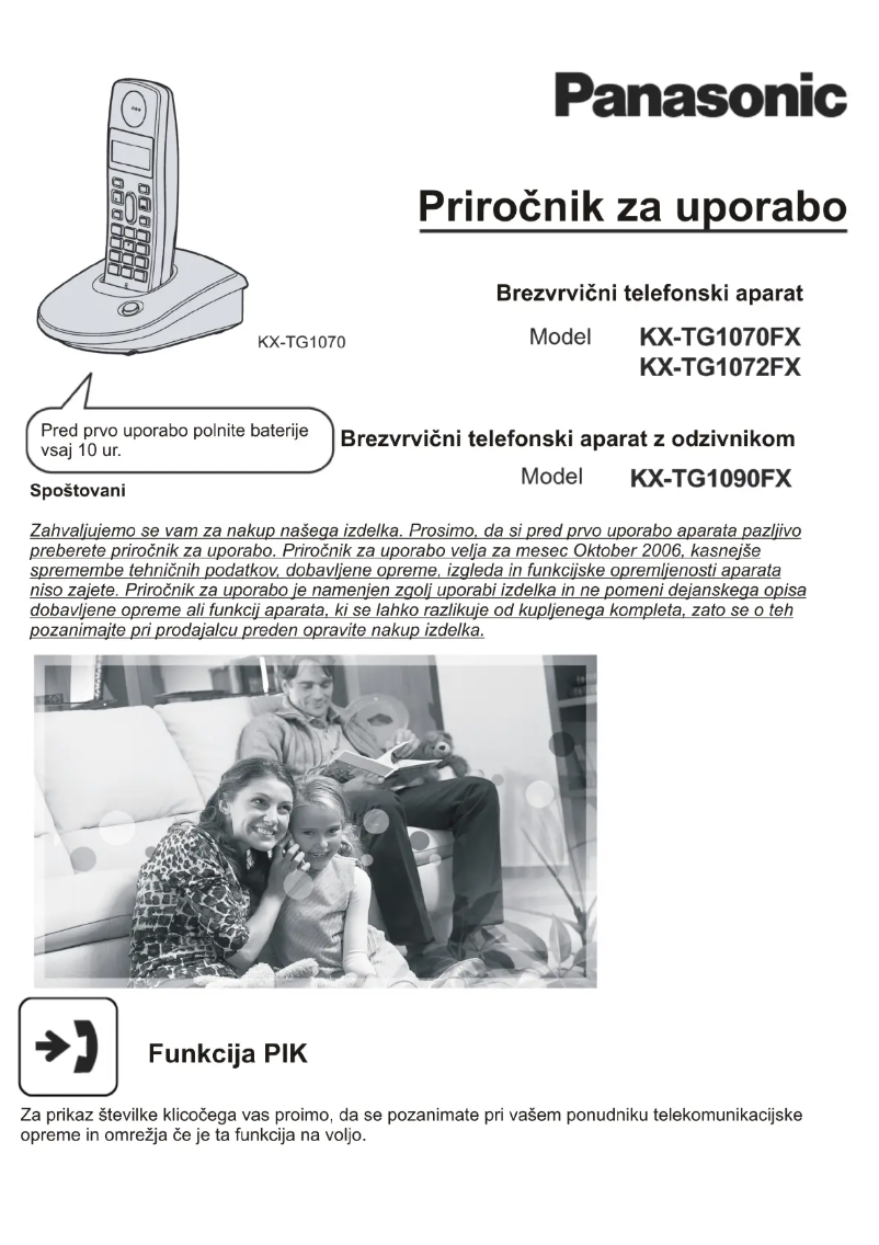 Page n°1 - Manuel utilisateur Panasonic KX-TG1090FXB