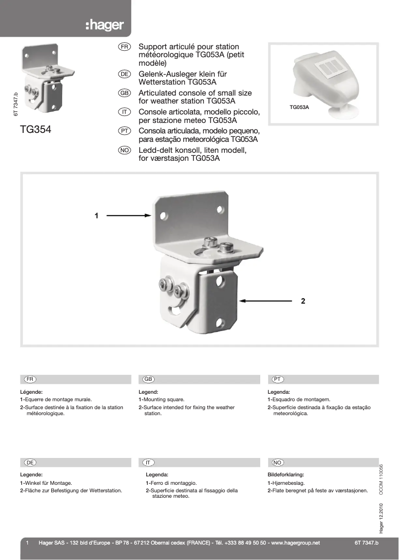 Image de la première page du manuel de l'appareil TG354
