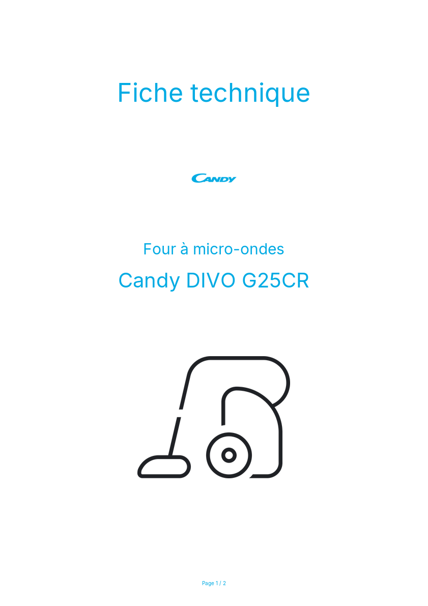 Image de la première page du manuel de l'appareil DIVO G25CR