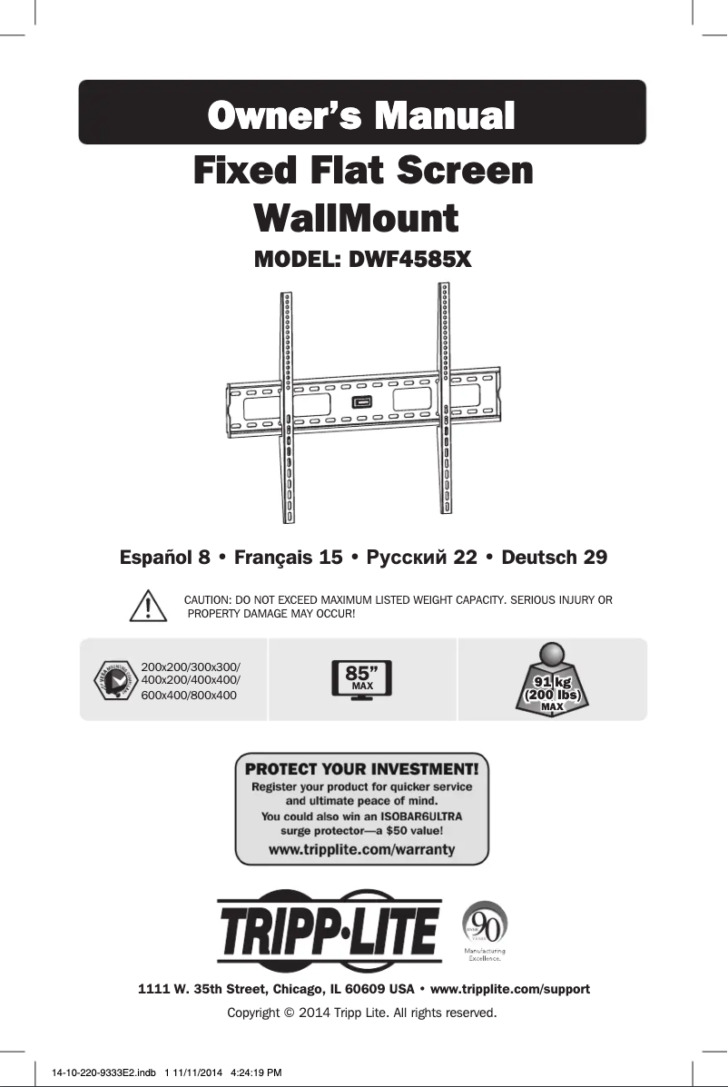 Page 1 de la notice Manuel utilisateur Tripp Lite DWF4585X
