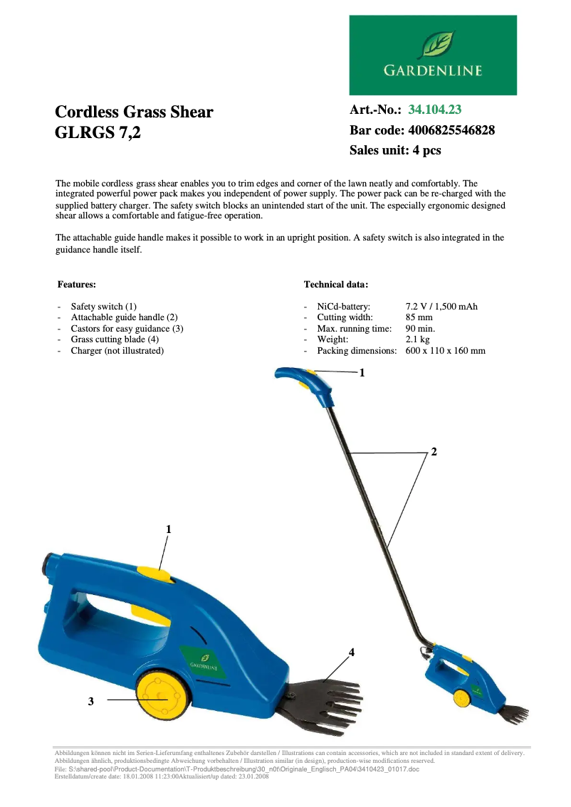 Image de la première page du manuel de l'appareil GLRGS 7,2