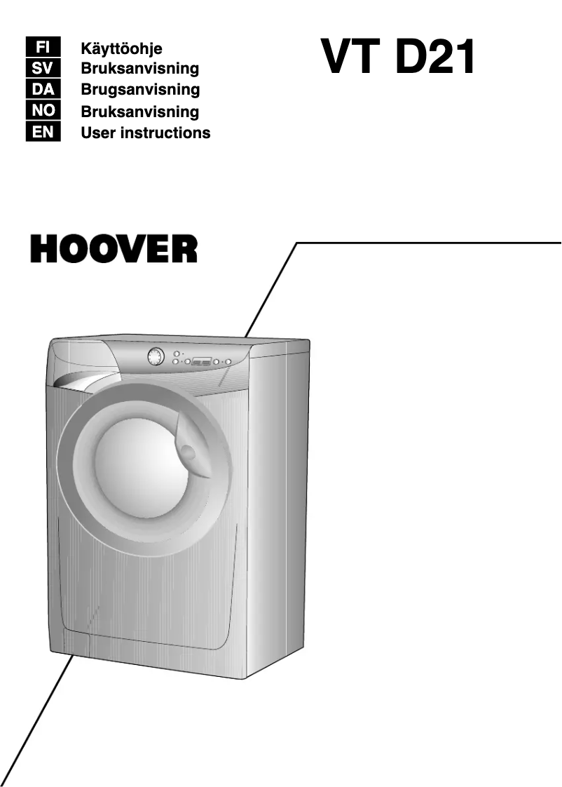 Page n°1 - Manuel utilisateur Hoover VT 714D21/1-S