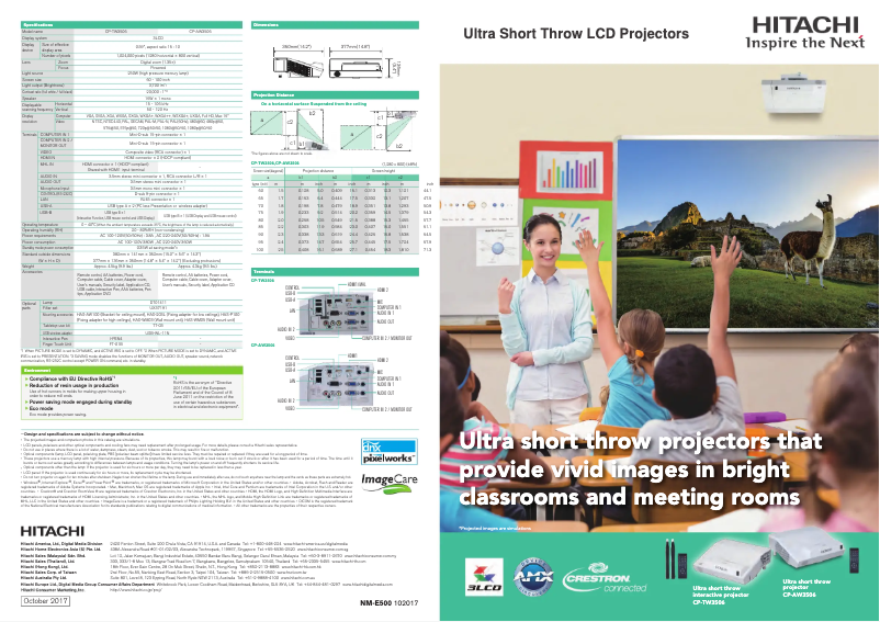 Page 1 de la notice Brochure Hitachi CP-TW3506
