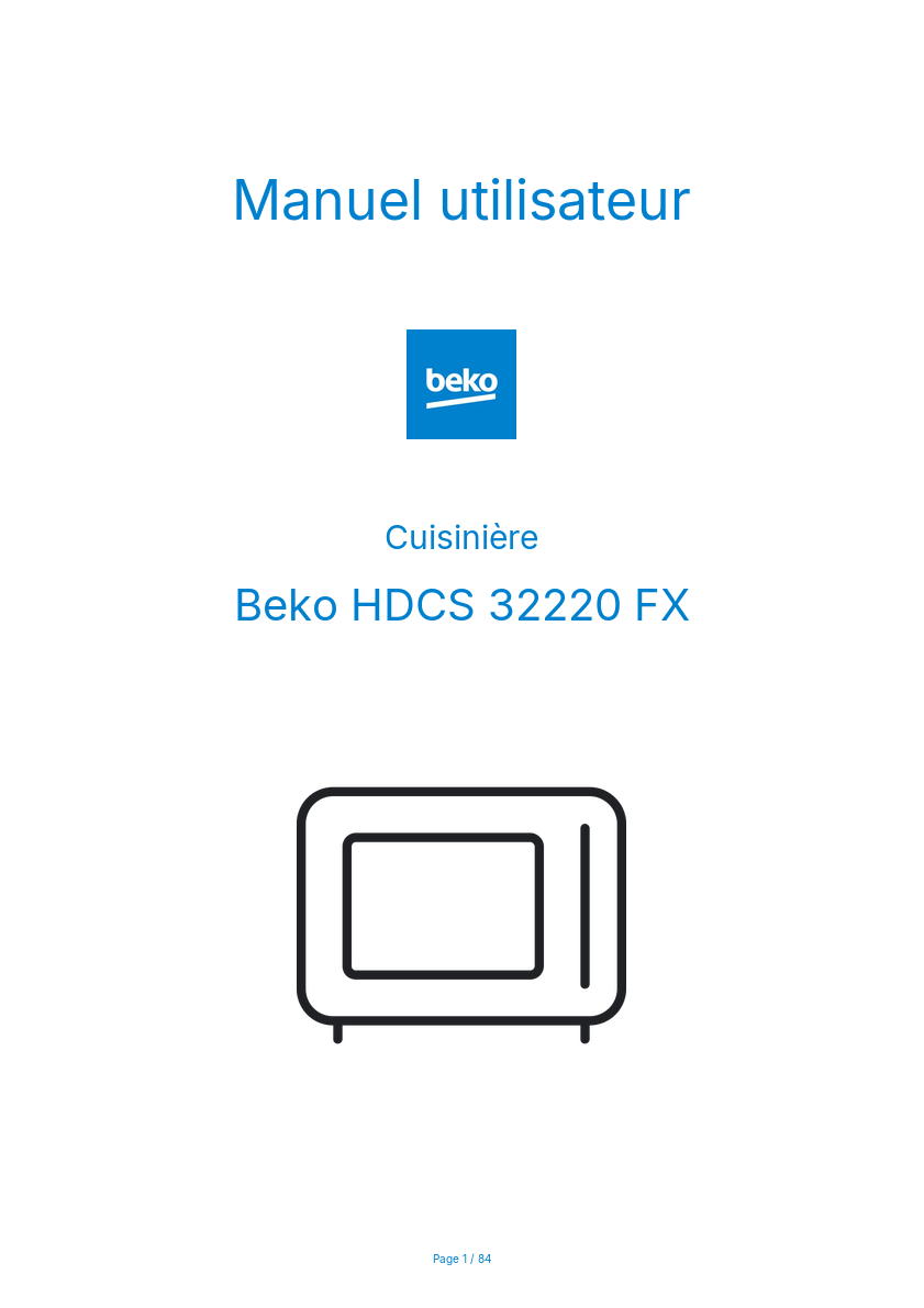 Page n°1 - Manuel utilisateur Beko HDCS 32220 FX