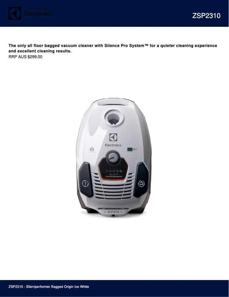 Page n°1 - Manuel utilisateur Electrolux SilentPerformer ZSP2310