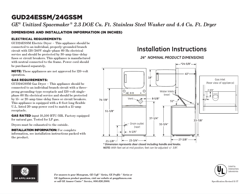 Image de la première page du manuel de l'appareil GUD24ESSMWW