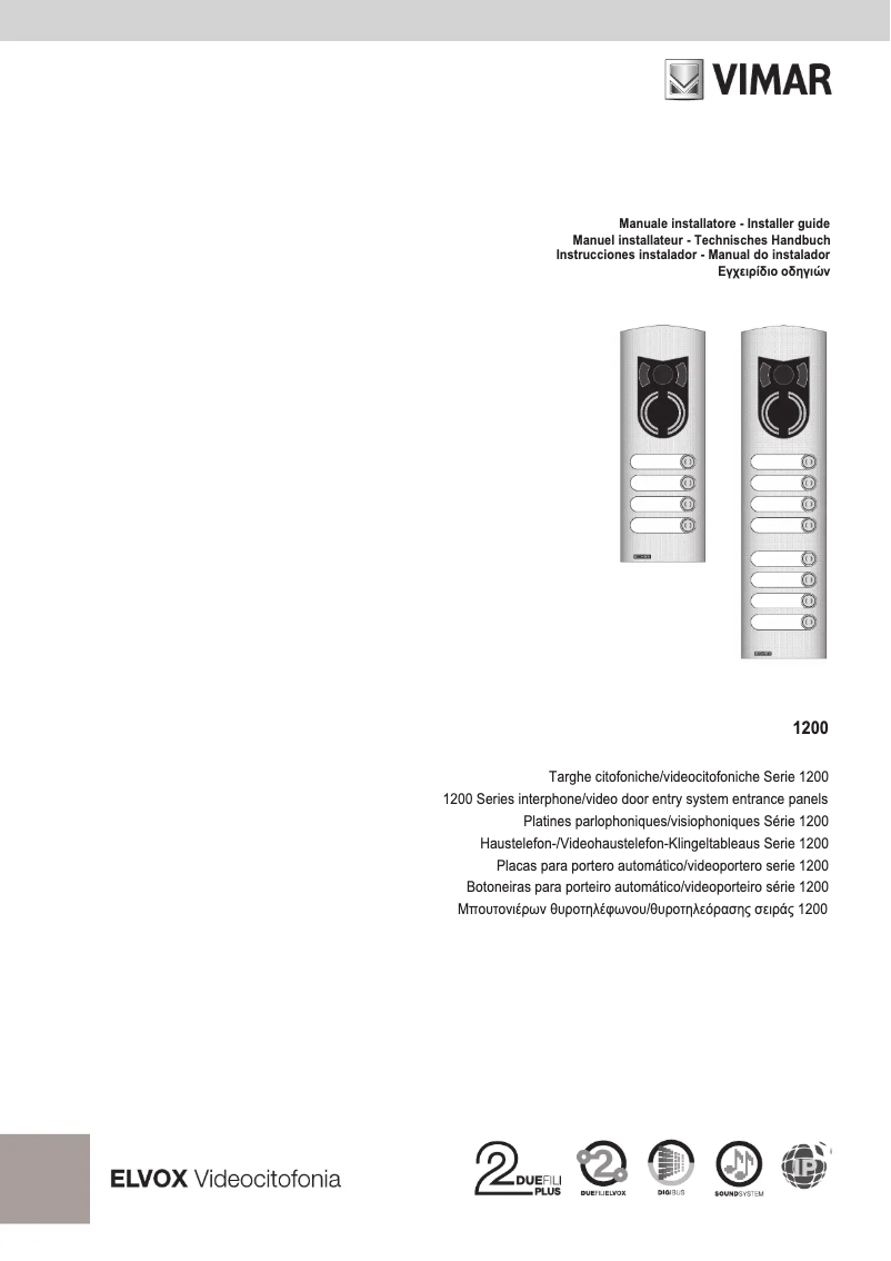 Page n°1 - Manuel utilisateur Vimar ELVOX 1237