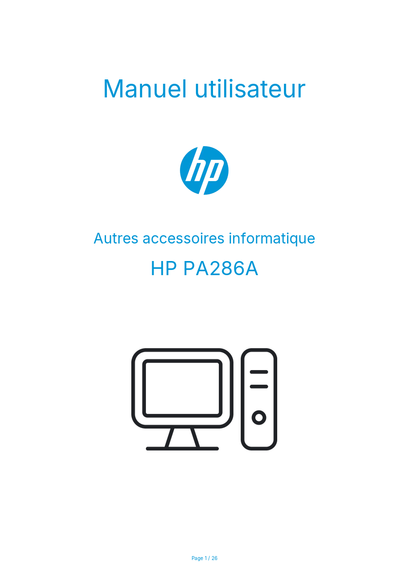 Page n°1 - Manuel utilisateur HP PA286A
