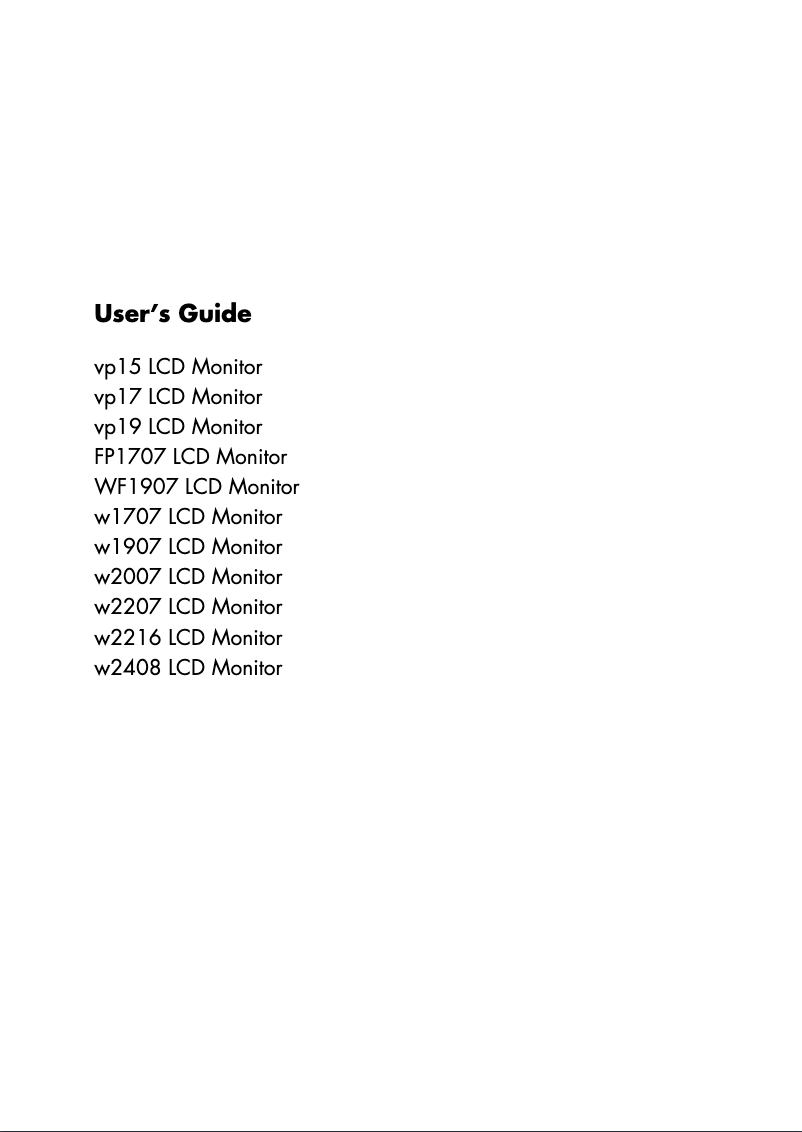 Page 1 of the manual User Manual HP W2216