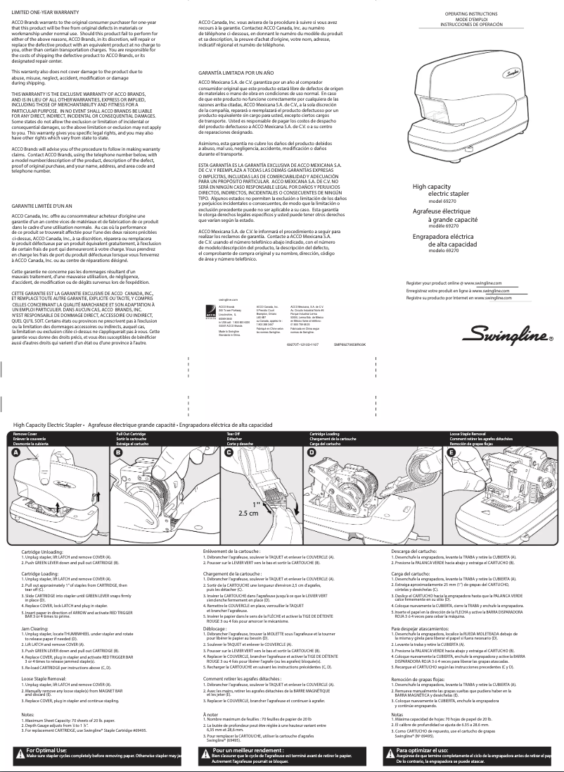 Page n°1 - Manuel utilisateur Swingline High Capacity